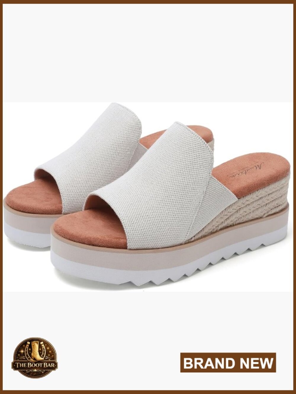 Women's White Espadrille Slide Wedge Sandals